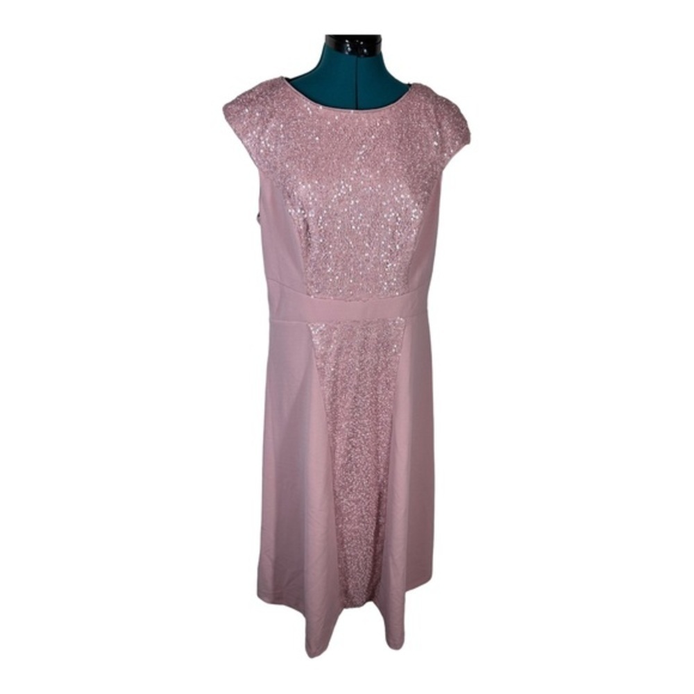 Js Collection Sequin & Crepe Midi Flare Dress In … - image 5